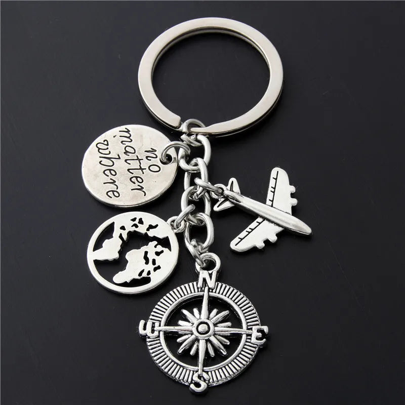 1pc World Map Charms Airplane Key Chains