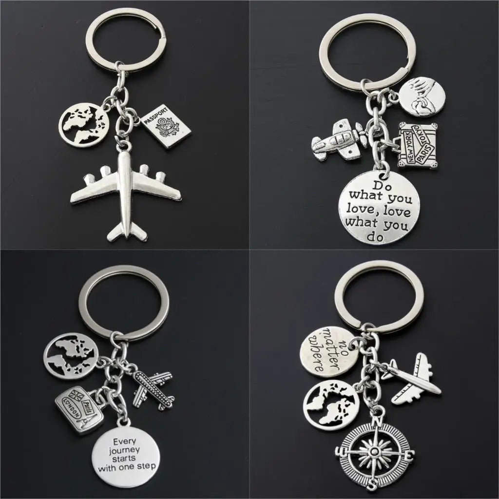 1pc World Map Charms Airplane Key Chains