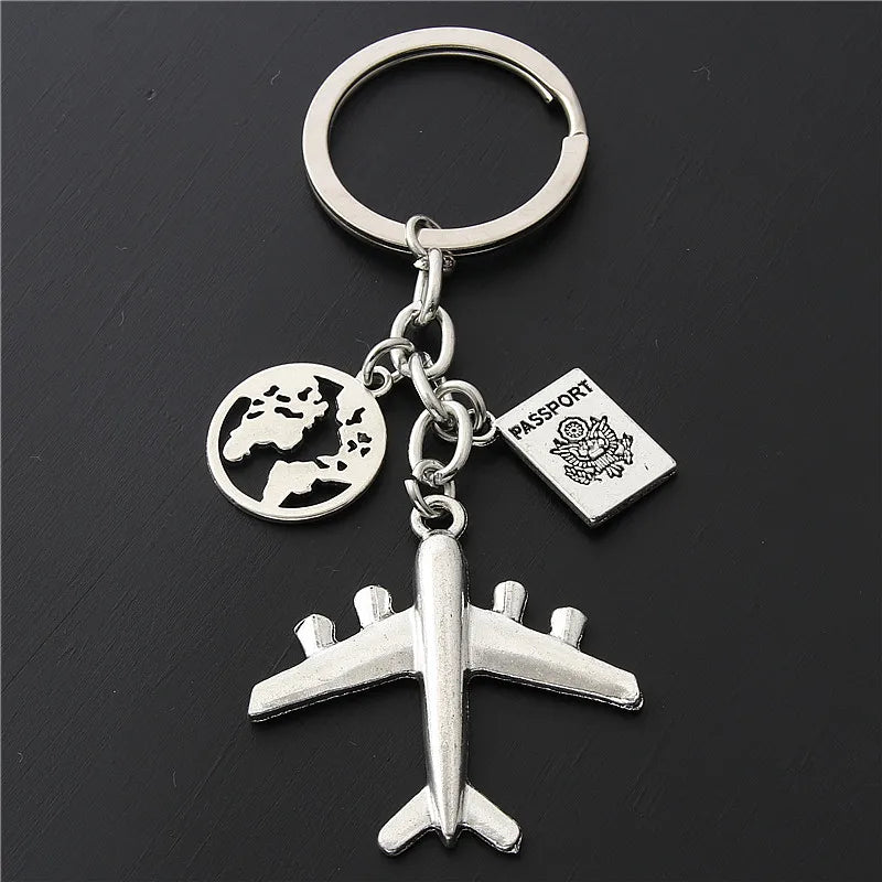 1pc World Map Charms Airplane Key Chains