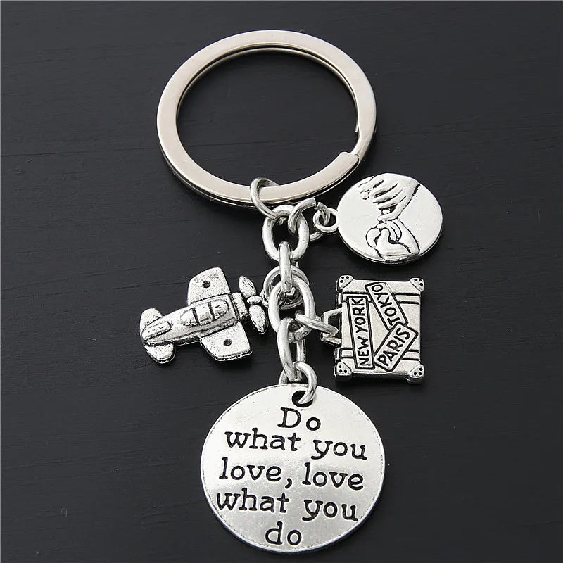 1pc World Map Charms Airplane Key Chains