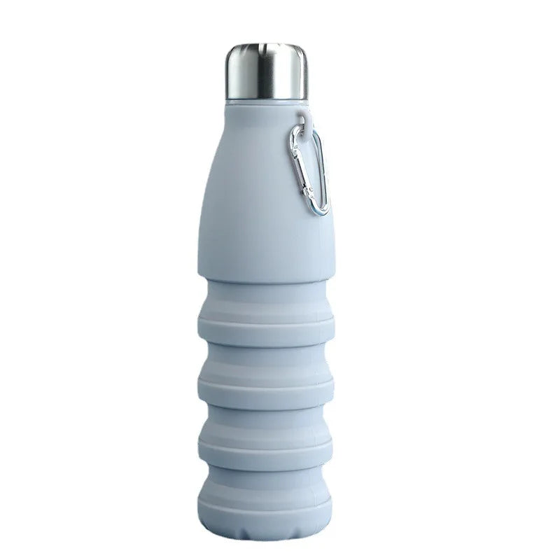 Portable Silicone Retractable Folding Water Bottle Travel Cup with Carabiner  550ML (18 ounces)